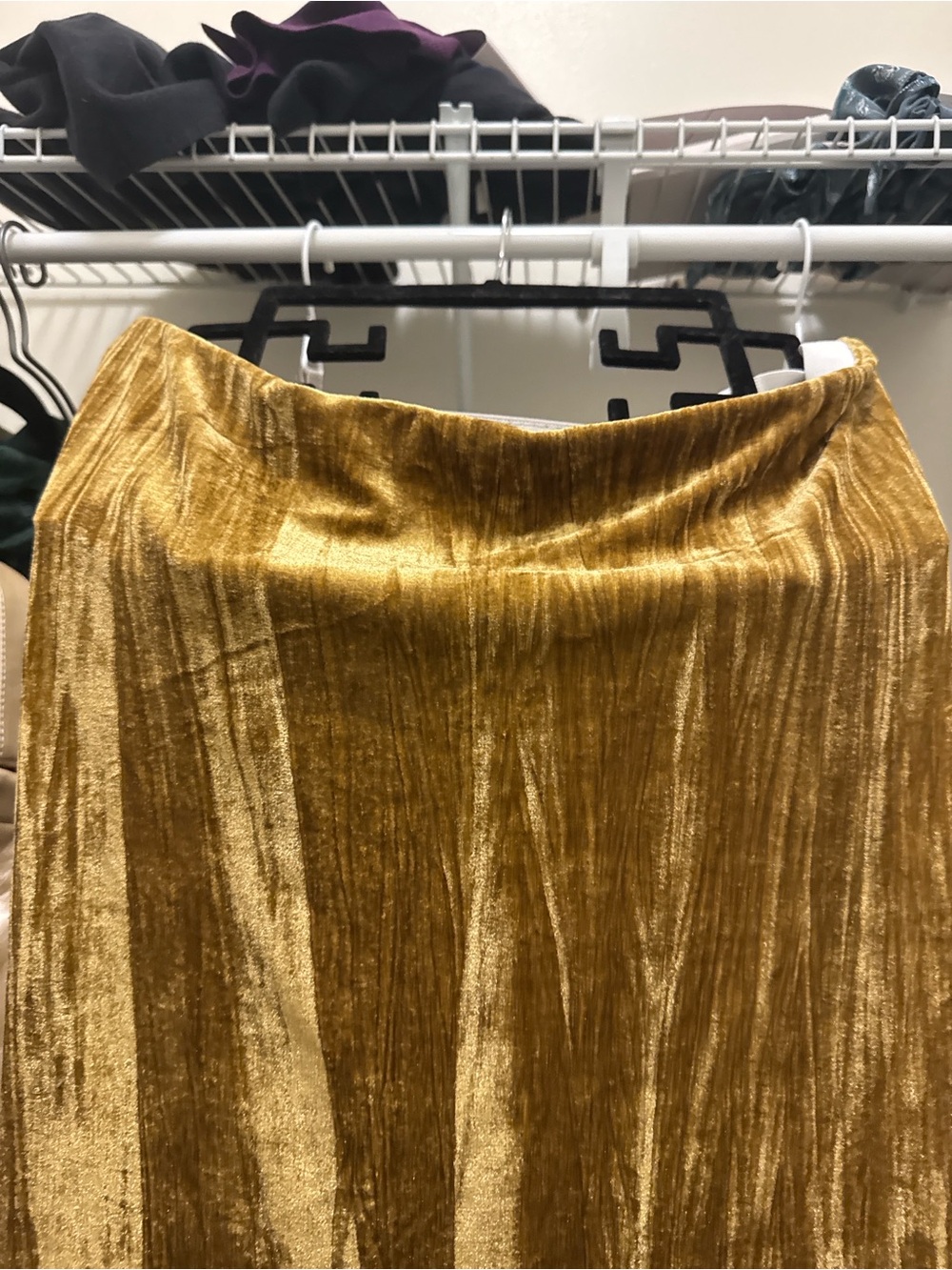 LOFT Outlet Gold Velour Midi  Skirt